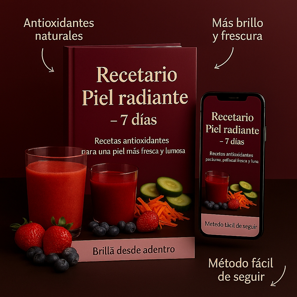 Recetario Piel Radiante (7 días) Elimina las Manchas y el Acne! ❤️ - 50% OFF 🔥